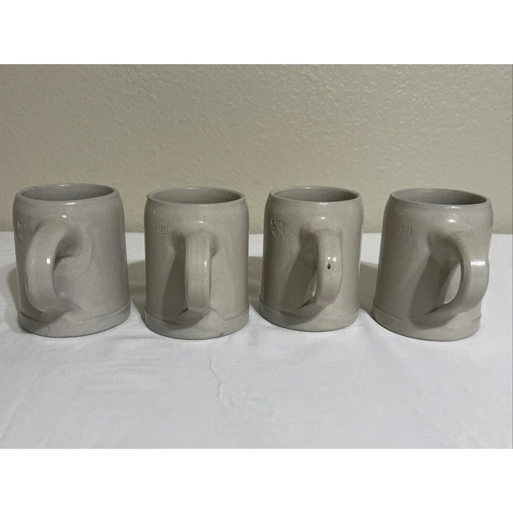 Set Of 4 Vintage Old Lufthansa Airlines 0.3L Ceramic Beer Stein Breweriana Crest